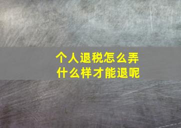 个人退税怎么弄 什么样才能退呢